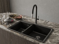 Смеситель для кухни RIVELATO Asti с выдвижной лейкой черный хром (3972500 nero cromo), фото 2