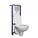 Пэк Альфа (подвес. унитаз с сиденьем полипр, инсталляция, панель хром. глянец) SANTERI, фото 2
