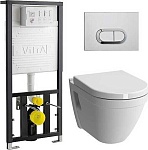 9003B003-7201 Комплект: S50 Rim-Ex унитаз подвесной безободковый с сидением МЛ+ инсталляция и панель смыва глянец хром