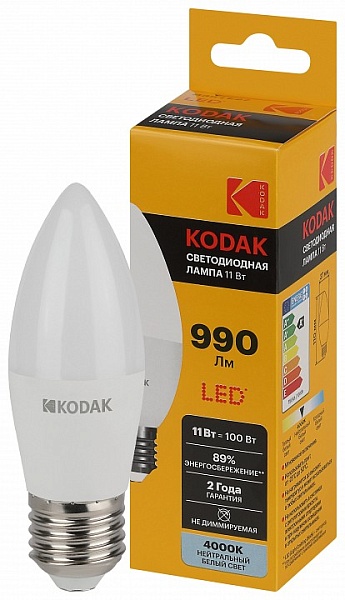 Лампа светодиодная Kodak  E27 11Вт 4000K LED KODAK B35-11W-840-E27 K, фото 3