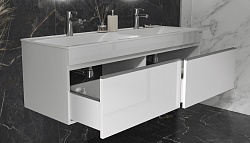 Тумба под раковину VELVEX Pulsus 1400-0-2 (Pulsus) навесная белый глянец, фото 3