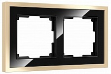 Рамка на 2 поста Werkel Baguette (черный/латунь) W0022852, фото 1