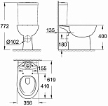 39349000 Bau Ceramic Унитаз безободковый напольный (бачок заказывается отдельно), горизонтальный выпуск, фото 4