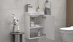 Тумба под раковину VELVEX Bio maxi 400-1-0 (Bio) навесная белый глянец, фото 3