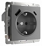 Розетка с заземлением и со шторками и USB Werkel графит матовый W1171764